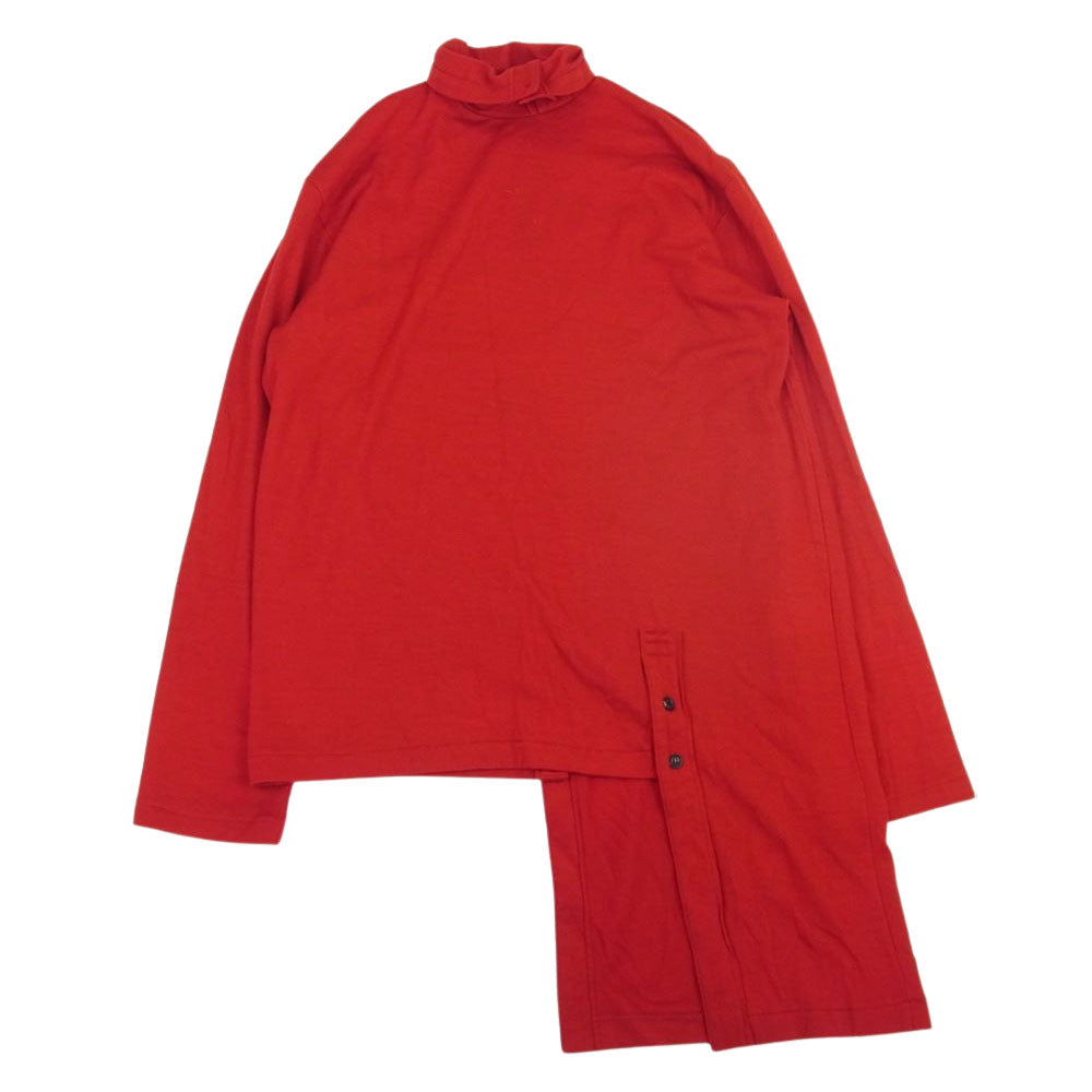 Yohji Yamamoto POUR HOMME ヨウジヤマモトプールオム 18AW HV-T35-985 Turtle Milled Washable Jersey アシンメトリー ウールジャージー タートルネック ニット レッド系 3【中古】