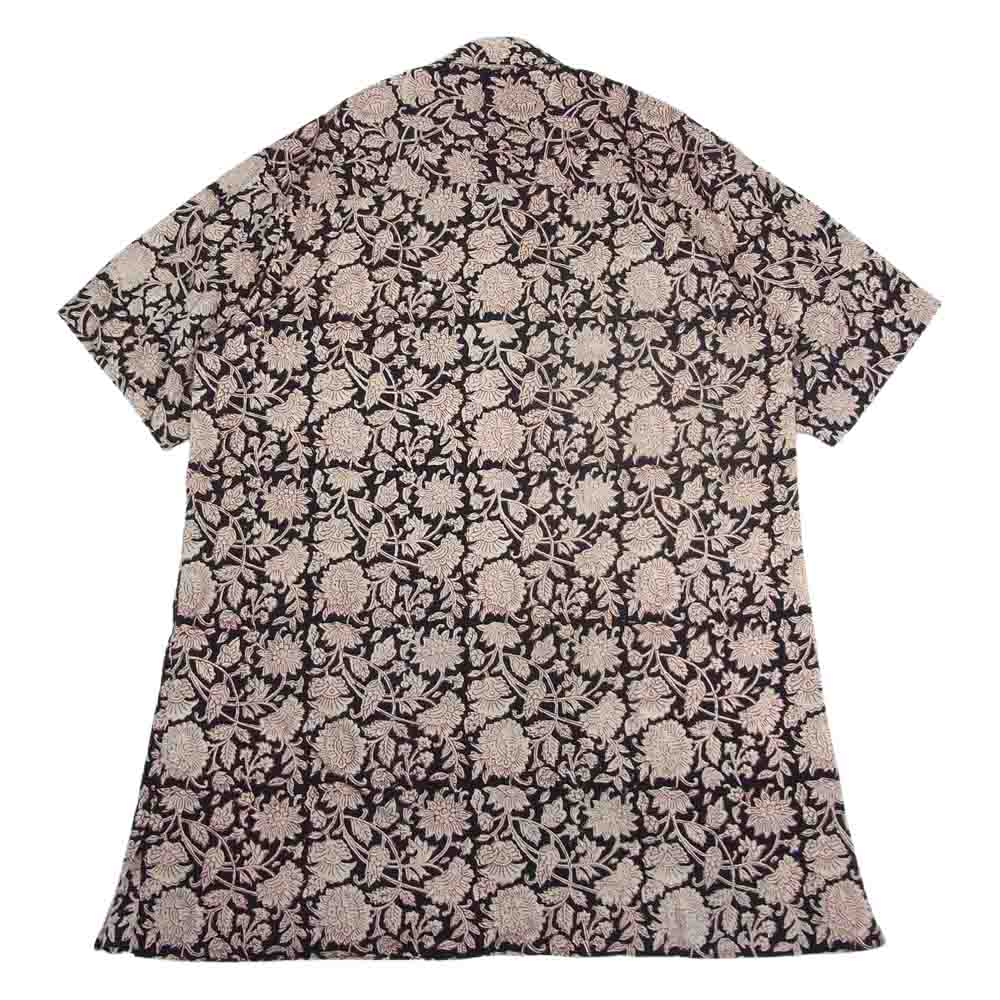 Yohji Yamamoto POUR HOMME ヨウジヤマモトプールオム 22SS HG-B67-020 M-IND 花柄 開襟 オープンカラー 半袖シャツ ブラック系 3【美品】【中古】