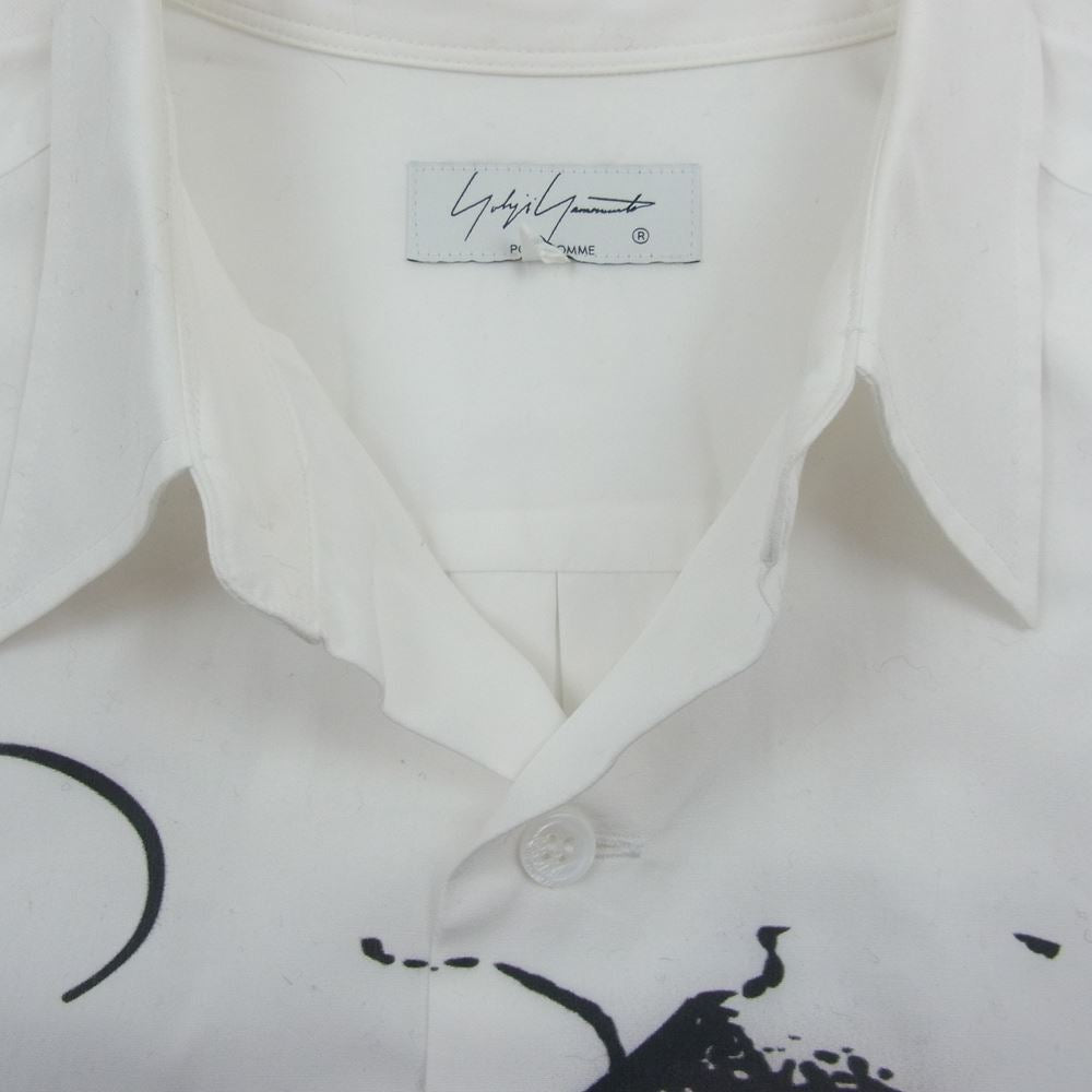 Yohji Yamamoto POUR HOMME ヨウジヤマモトプールオム 22SS HG-B40-049 フラワープリント 半袖 シャツ ホワイト系 3【美品】【中古】