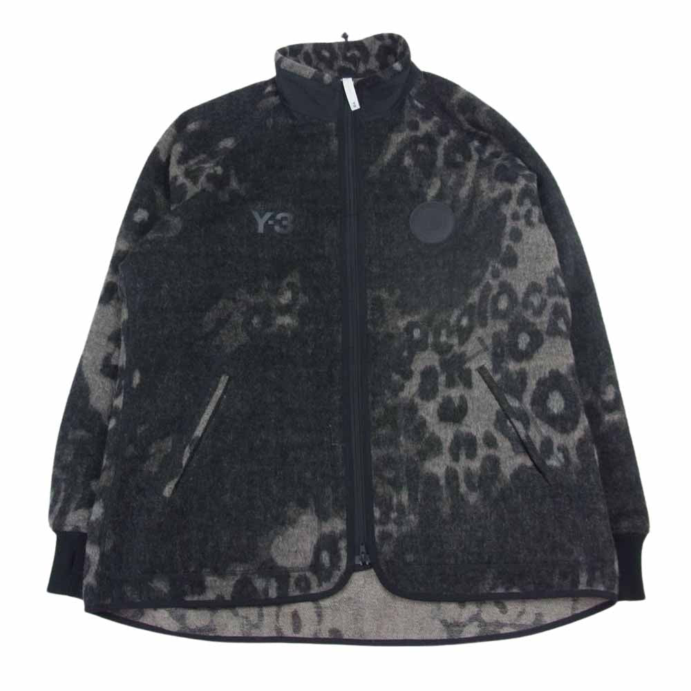 Y-3 Yohji Yamamoto ワイスリー ヨウジヤマモト HS9927 LEOPARD FLEECE JACKET MULTICOLOR レオパード フリース ジャケット チャコール系 XL【中古】
