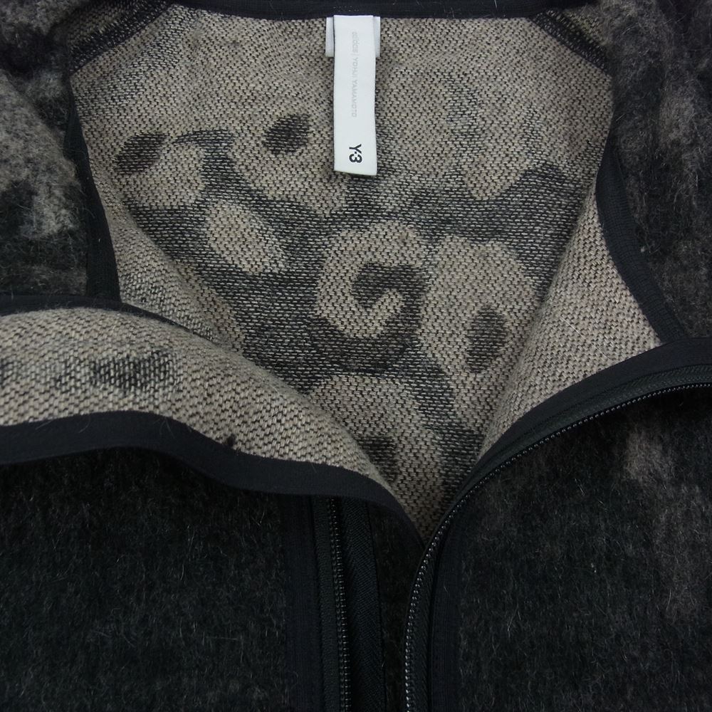 Y-3 Yohji Yamamoto ワイスリー ヨウジヤマモト HS9927 LEOPARD FLEECE JACKET MULTICOLOR レオパード フリース ジャケット チャコール系 XL【中古】