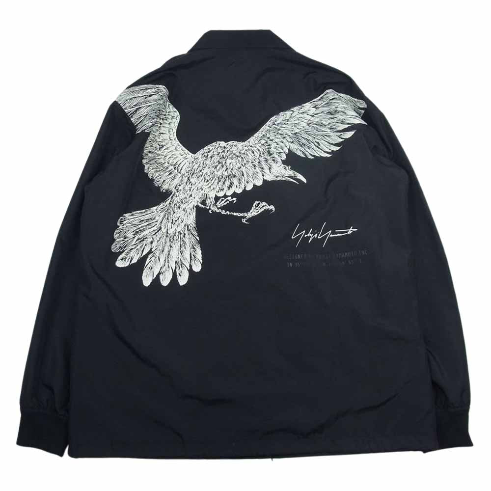 Yohji Yamamoto POUR HOMME ヨウジヤマモトプールオム 22SS HG-Y90-990 NEW ERA CROW PRINT COACH JACKET ニューエラ 烏 カラスプリント コーチジャケット ブラック系 XXL【中古】