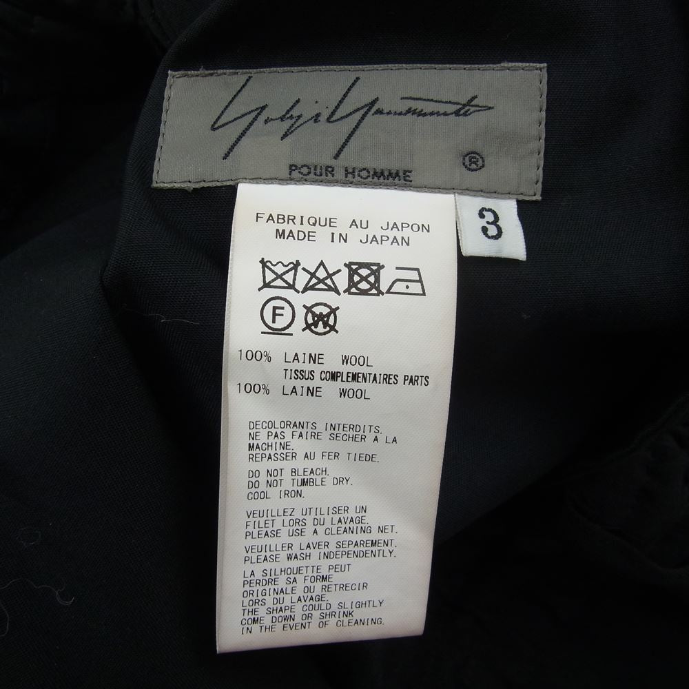 Yohji Yamamoto POUR HOMME ヨウジヤマモトプールオム 20AW HR-P24-845 ファスナー ラップ サルエルパンツ ブラック系 3【中古】