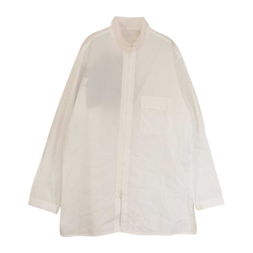 Yohji Yamamoto POUR HOMME ヨウジヤマモトプールオム 22SS HG-B87-035 ダリア フラワー刺繍 フルジップ 長袖 シャツ ホワイト系 4【美品】【中古】