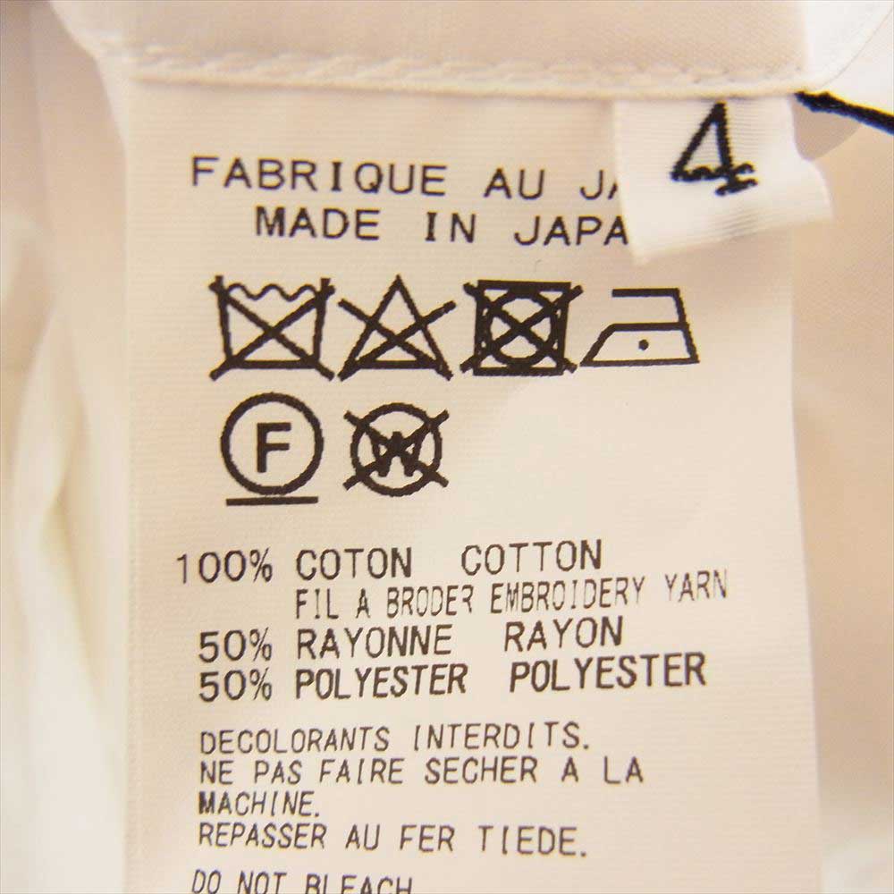 Yohji Yamamoto POUR HOMME ヨウジヤマモトプールオム 22SS HG-B87-035 ダリア フラワー刺繍 フルジップ 長袖 シャツ ホワイト系 4【美品】【中古】