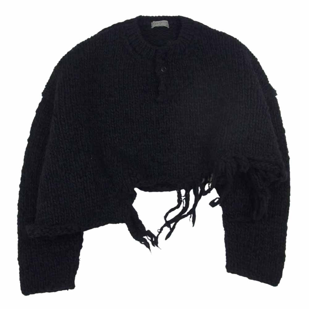 Yohji Yamamoto POUR HOMME ヨウジヤマモトプールオム 20AW HR-K03-484 HAND KNITTING HENLEY 手編み セットイン ヘンリー ニット ブラック系 3【中古】
