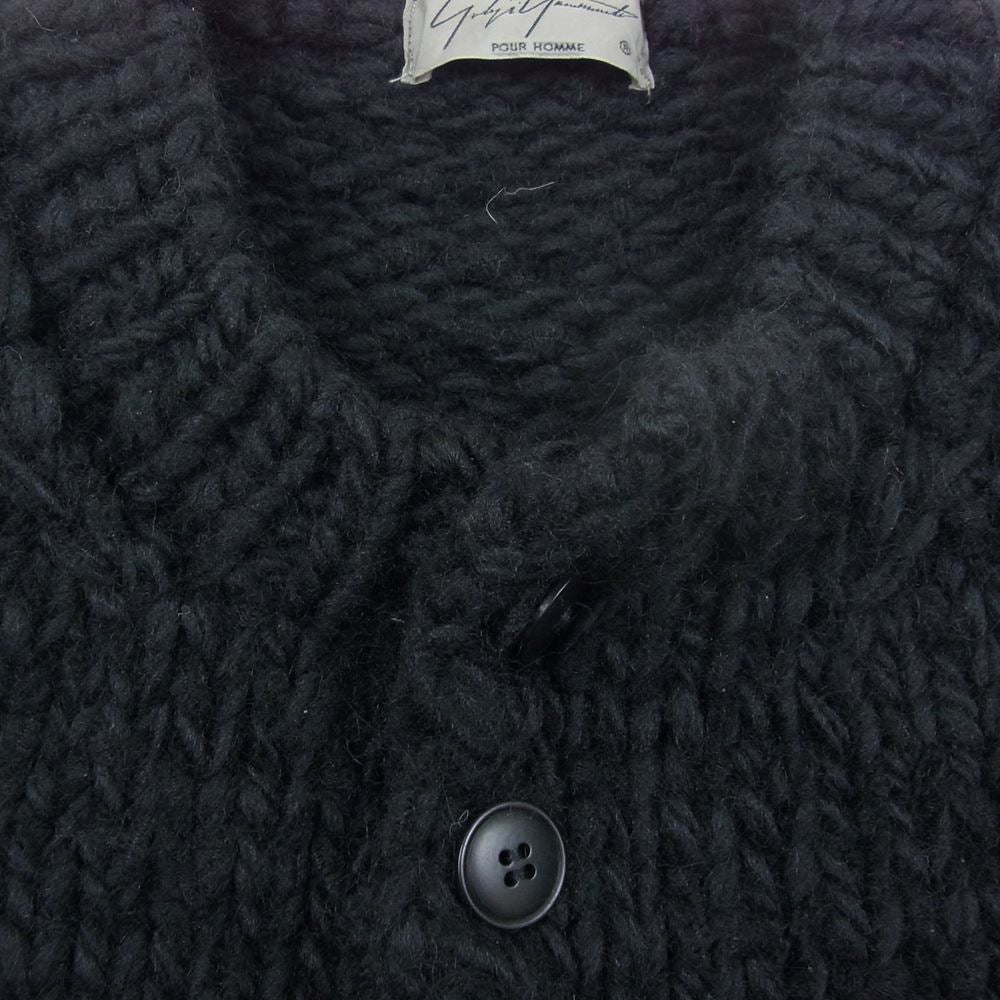 Yohji Yamamoto POUR HOMME ヨウジヤマモトプールオム 20AW HR-K03-484 HAND KNITTING HENLEY 手編み セットイン ヘンリー ニット ブラック系 3【中古】