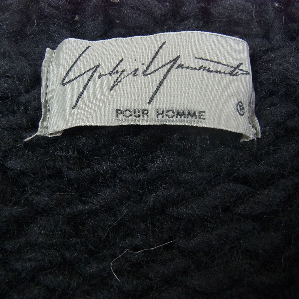 Yohji Yamamoto POUR HOMME ヨウジヤマモトプールオム 20AW HR-K03-484 HAND KNITTING HENLEY 手編み セットイン ヘンリー ニット ブラック系 3【中古】
