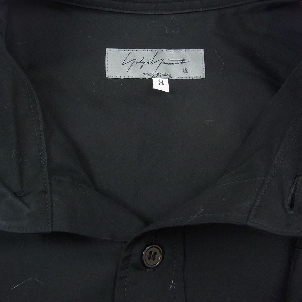 Yohji Yamamoto POUR HOMME ヨウジヤマモトプールオム 22SS HG-B90-034 ダリア刺繍 橙入り 長袖 シャツ ブラウス ブラック系 3【中古】