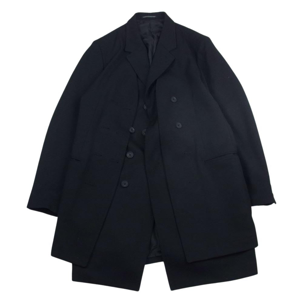 Yohji Yamamoto POUR HOMME ヨウジヤマモトプールオム 21AW HX-J07-101 前二重比翼 アーミーギャバジン ウール ロング ジャケット ブラック系 3【中古】