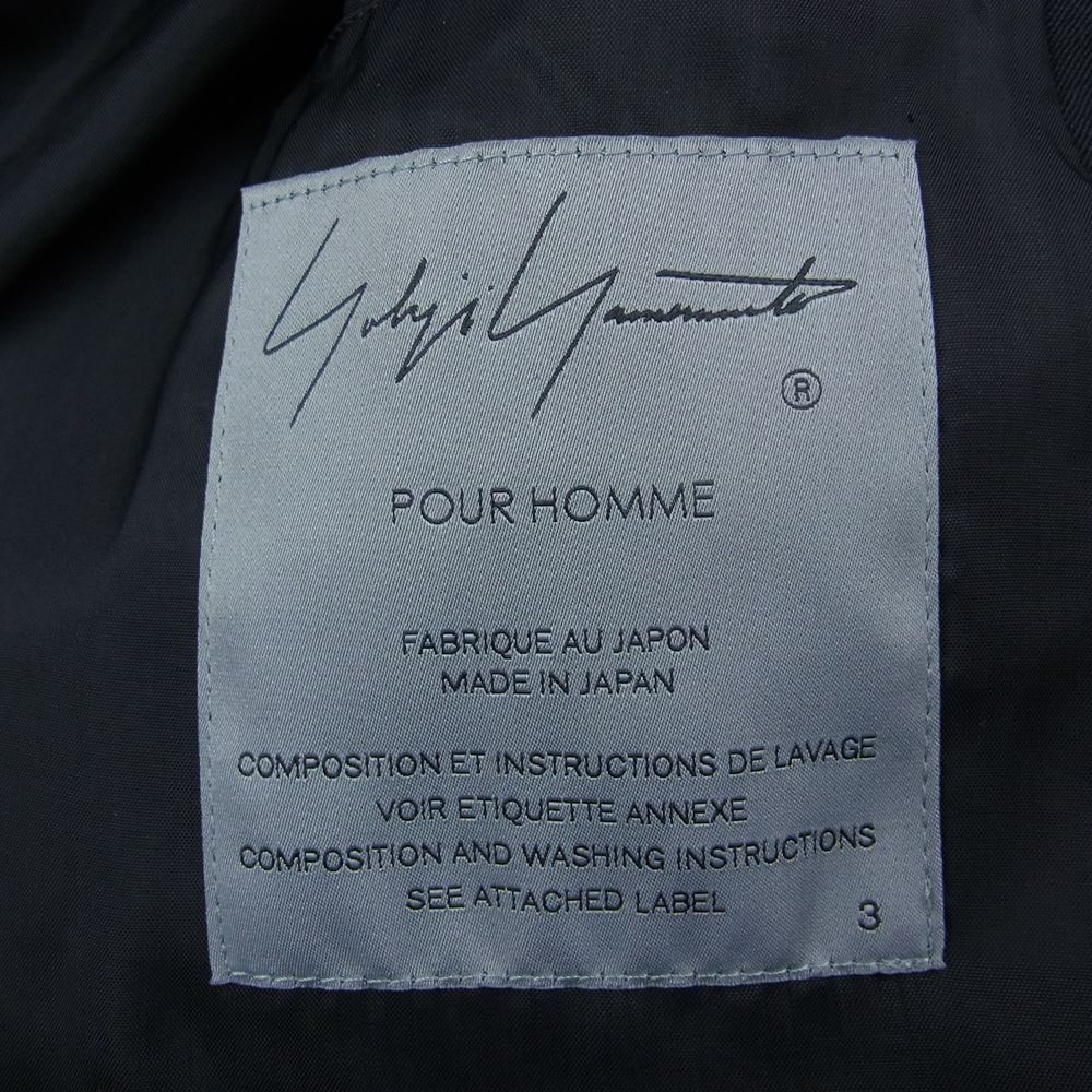 Yohji Yamamoto POUR HOMME ヨウジヤマモトプールオム 21AW HX-C15-100 W/GABARDINE RIGHT CLAOK COAT 右マント ウールギャバ トレンチ コート ブラック系 3【美品】【中古】