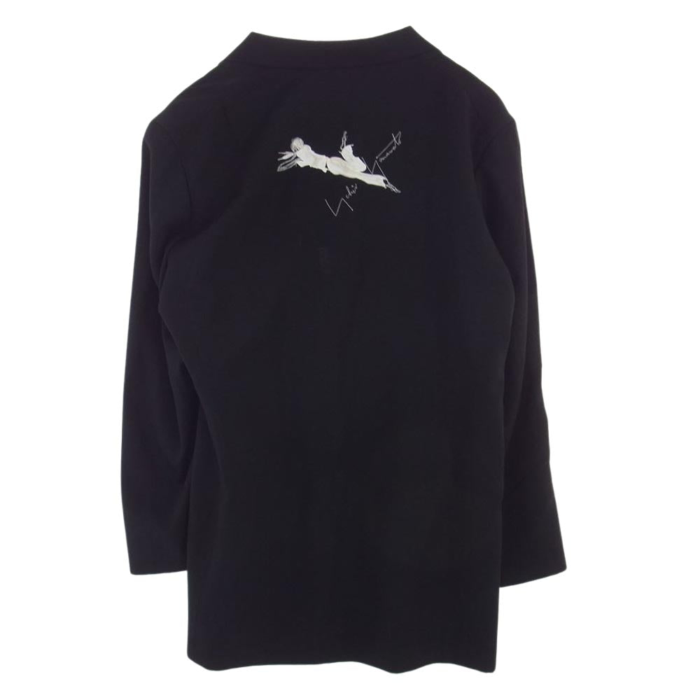 Yohji Yamamoto POUR HOMME ヨウジヤマモトプールオム 20AW HR-J73-506 02SS復刻 WOMEN EMBROIDERY SERIES バック女優刺繍 ロングジャケット ブラック系 3【中古】