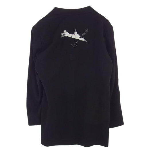 Yohji Yamamoto POUR HOMME ヨウジヤマモトプールオム 20AW HR-J73-506 02SS復刻 WOMEN EMBROIDERY SERIES バック女優刺繍 ロングジャケット ブラック系 3【中古】