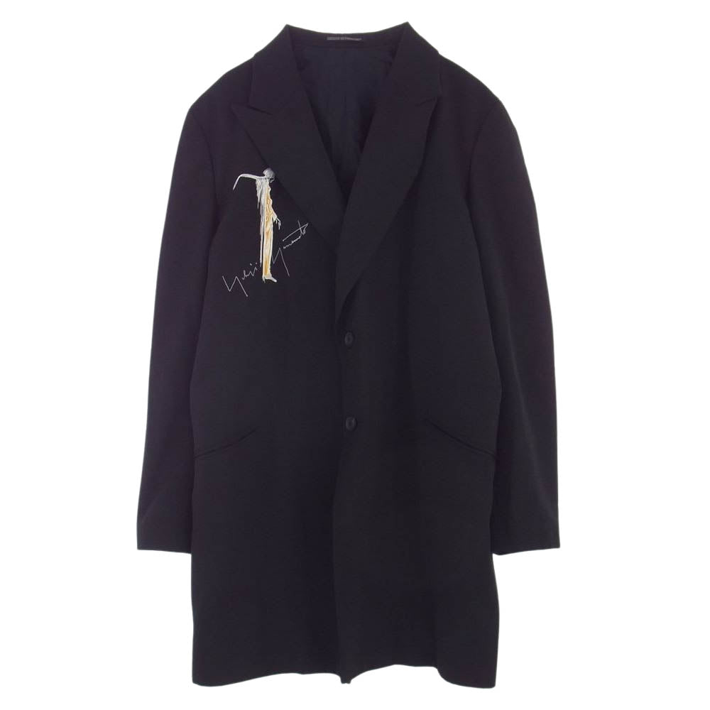 Yohji Yamamoto POUR HOMME ヨウジヤマモトプールオム 20AW HR-J72-506 02SS復刻 WOMEN EMBROIDERY SERIES 女優刺繍 ロングジャケット ブラック系 3【中古】