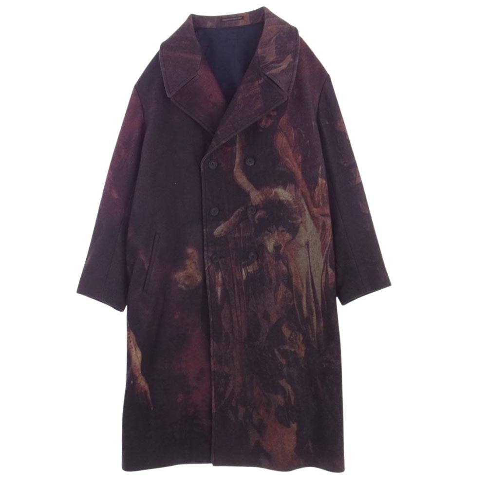 Yohji Yamamoto POUR HOMME ヨウジヤマモトプールオム 22AW HE-C16-823 LOOK30 ZDZISLAW BEKSINSKI ズジスワフベクシンスキー リンプリント 脇タブ付き ダブルコート マルチカラー系 ダークブラウン系 3【美品】【中古】
