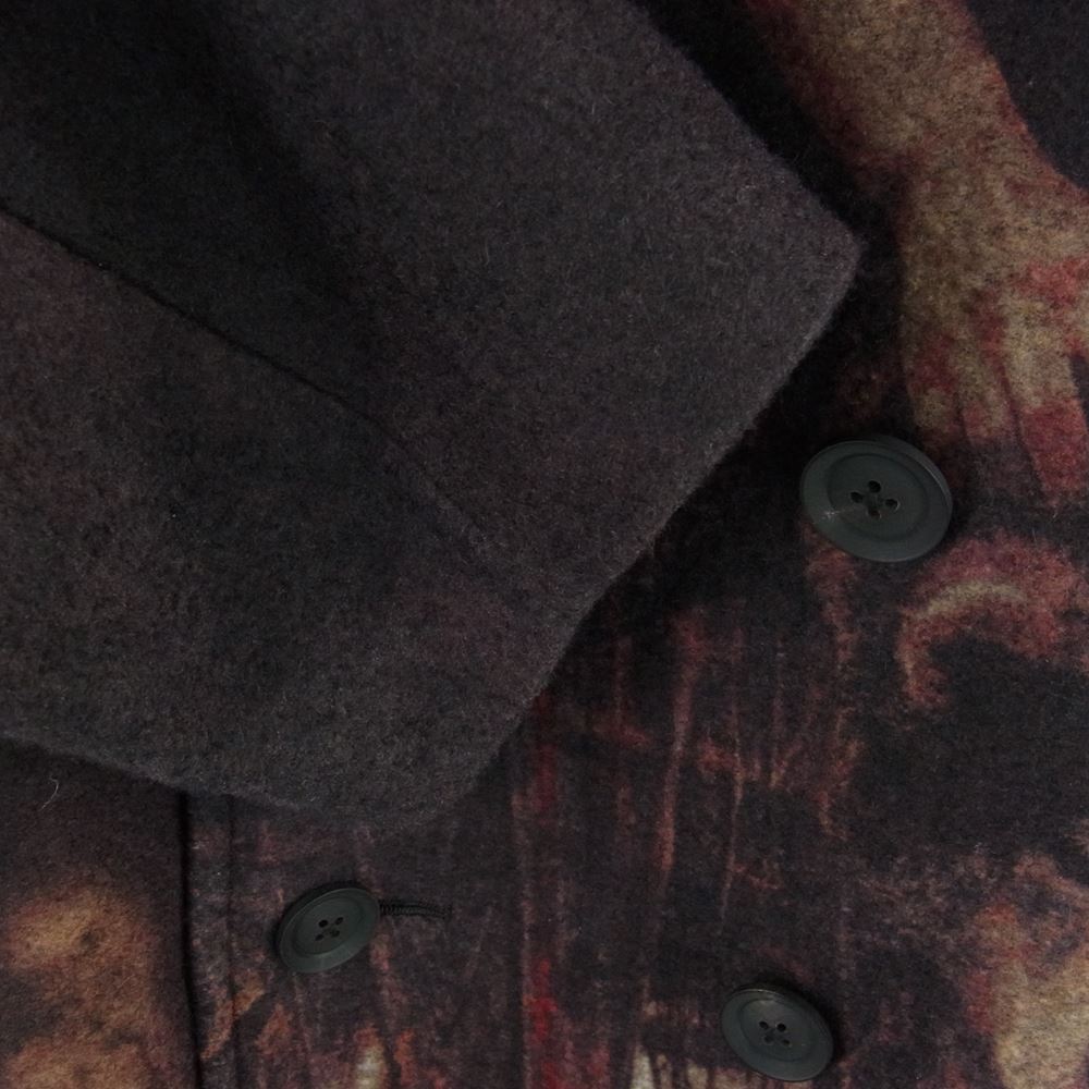 Yohji Yamamoto POUR HOMME ヨウジヤマモトプールオム 22AW HE-C16-823 LOOK30 ZDZISLAW BEKSINSKI ズジスワフベクシンスキー リンプリント 脇タブ付き ダブルコート マルチカラー系 ダークブラウン系 3【美品】【中古】