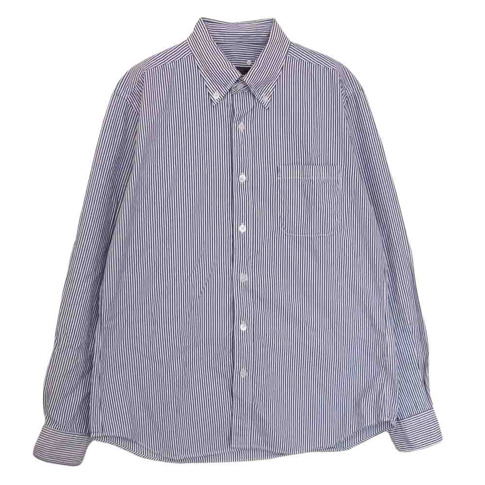 SOPHNET. ソフネット SOPH-000000 L/S B.D SHIRT COTTON STRIPE ボタンダウン ストライプ 長袖 シャツ ネイビー系 L【中古】