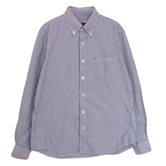 SOPHNET. ソフネット SOPH-000000 L/S B.D SHIRT COTTON STRIPE ボタンダウン ストライプ 長袖 シャツ ネイビー系 L【中古】