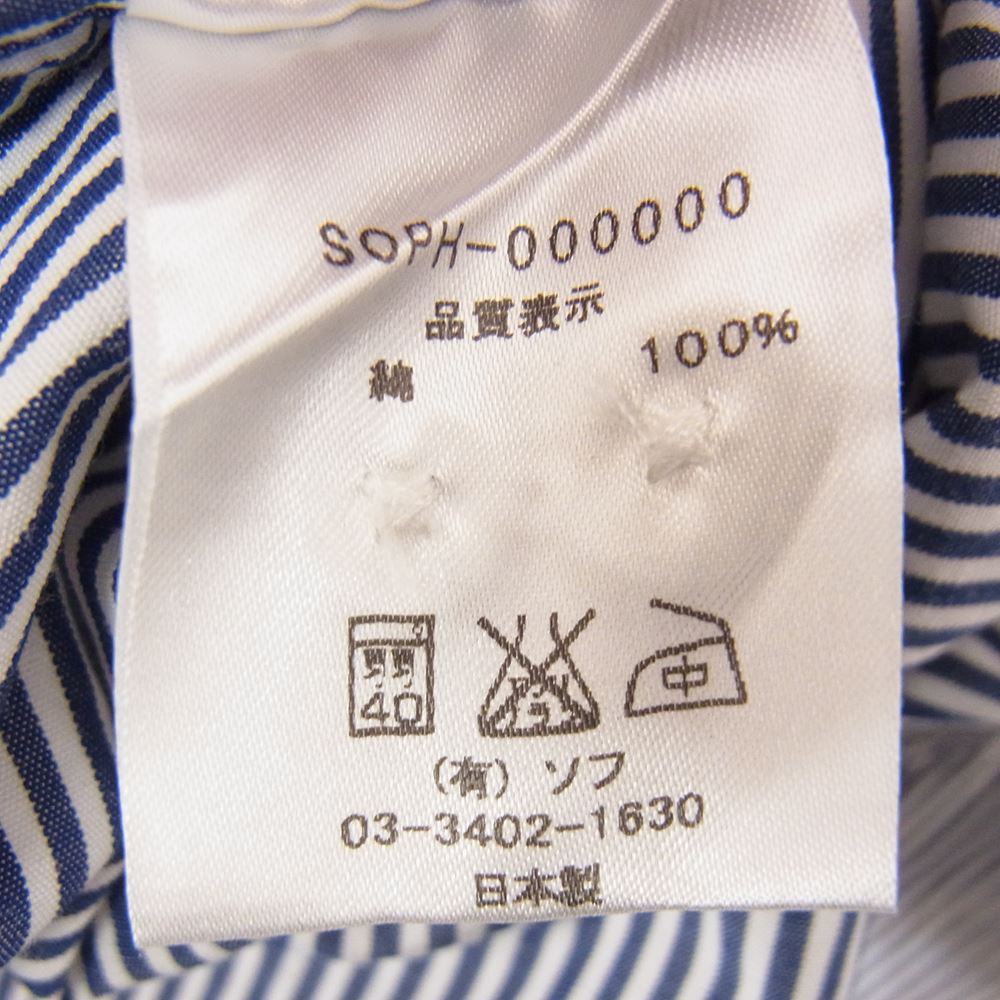 SOPHNET. ソフネット SOPH-000000 L/S B.D SHIRT COTTON STRIPE ボタンダウン ストライプ 長袖 シャツ ネイビー系 L【中古】