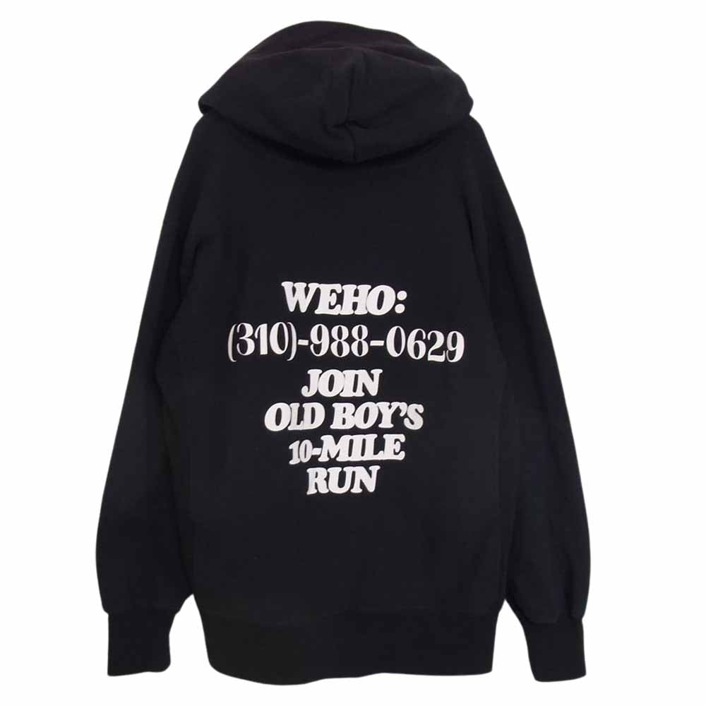 Champion チャンピオン NO SWEAT プリント 前Vネックカット リバースウィーブ プルオーバー パーカー ブラック系 XL【中古】