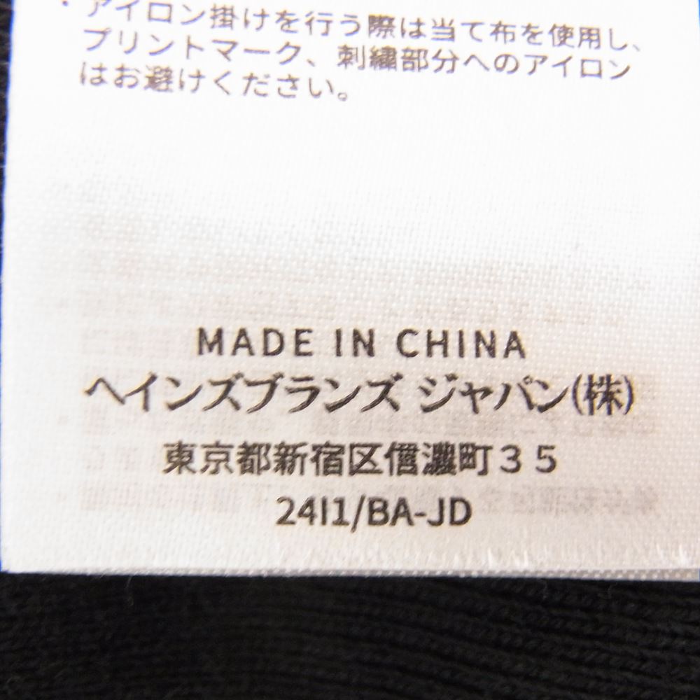 Champion チャンピオン NO SWEAT プリント 前Vネックカット リバースウィーブ プルオーバー パーカー ブラック系 XL【中古】