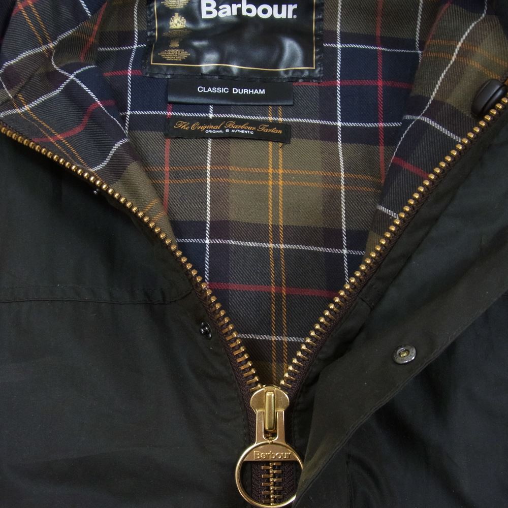 Barbour バブアー ブルガリア製 3ワラント Classic Durham Jacket クラシック ダーハム オイルド フード ジャケット ブラック系 カーキ系 36【中古】