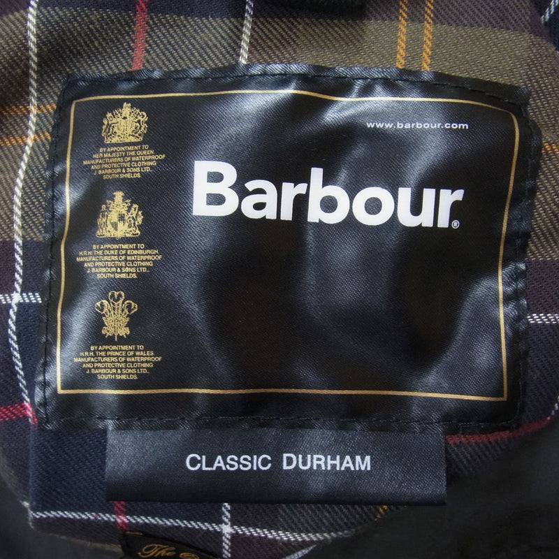 Barbour バブアー ブルガリア製 3ワラント Classic Durham Jacket クラシック ダーハム オイルド フード ジャケット ブラック系 カーキ系 36【中古】