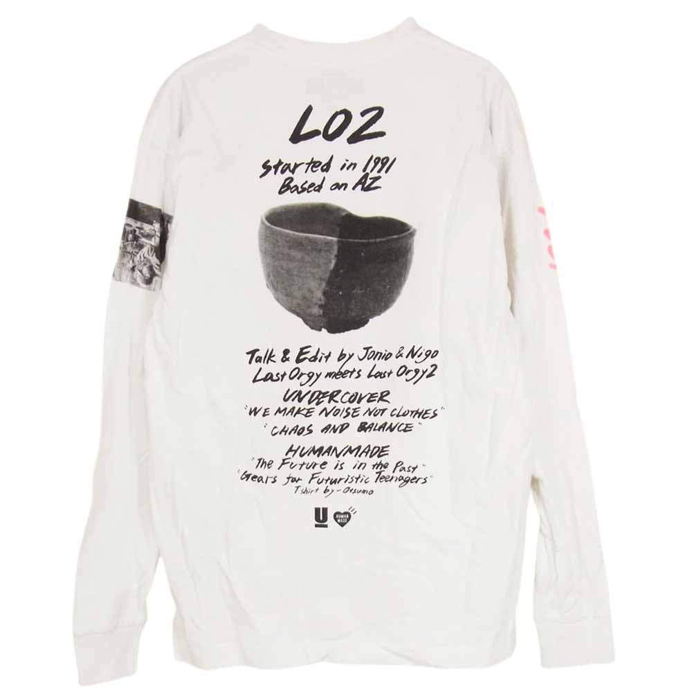 UNDERCOVER アンダーカバー UC2B9808 HUMAN MADE ヒューマンメイド LAST ORGY2 L/S T-SHIRT ラスト オージー ロゴプリント長袖カットソー ホワイト系【中古】