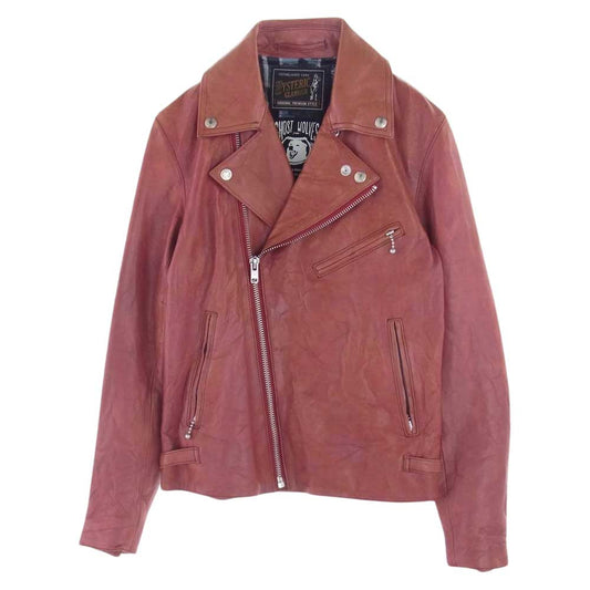 HYSTERIC GLAMOUR ヒステリックグラマー 17AW 02173LB01 THE GHOST WOLVES ダブル ライダース ジャケット レッド系 S【中古】