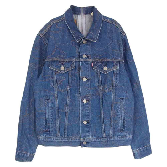 A BATHING APE アベイシングエイプ LEVIS リーバイス Type III Split Trucker Jacket  CORE CAMO インディゴブルー系 S【中古】