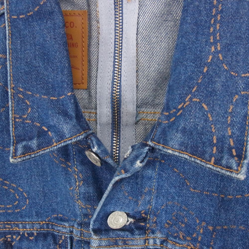 A BATHING APE アベイシングエイプ LEVIS リーバイス Type III Split Trucker Jacket  CORE CAMO インディゴブルー系 S【中古】