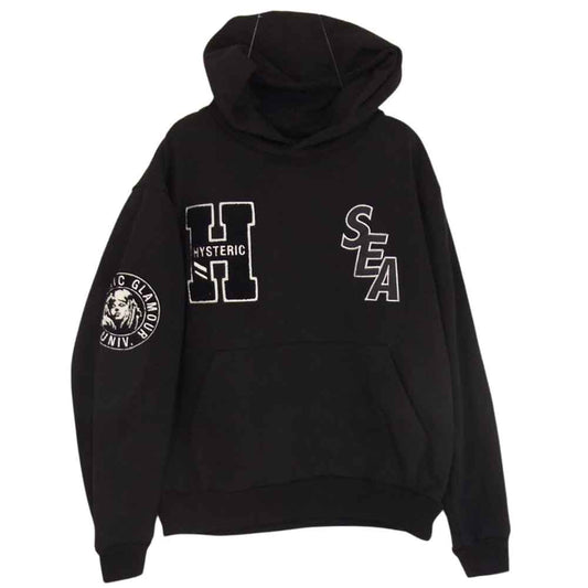 HYSTERIC GLAMOUR ヒステリックグラマー WIND AND SEA ウィンダンシー WDS 3rd HOODIE パーカー ブラック系 S【中古】