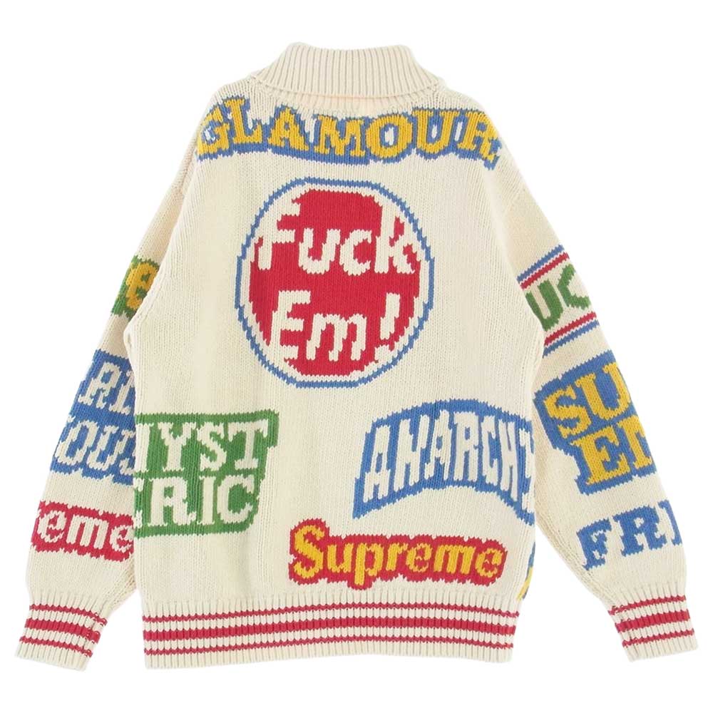 Supreme シュプリーム 21SS HYSTERIC GLAMOUR Logos Zip Up Sweater ヒステリックグラマー カーディガン マルチカラー系 S【中古】