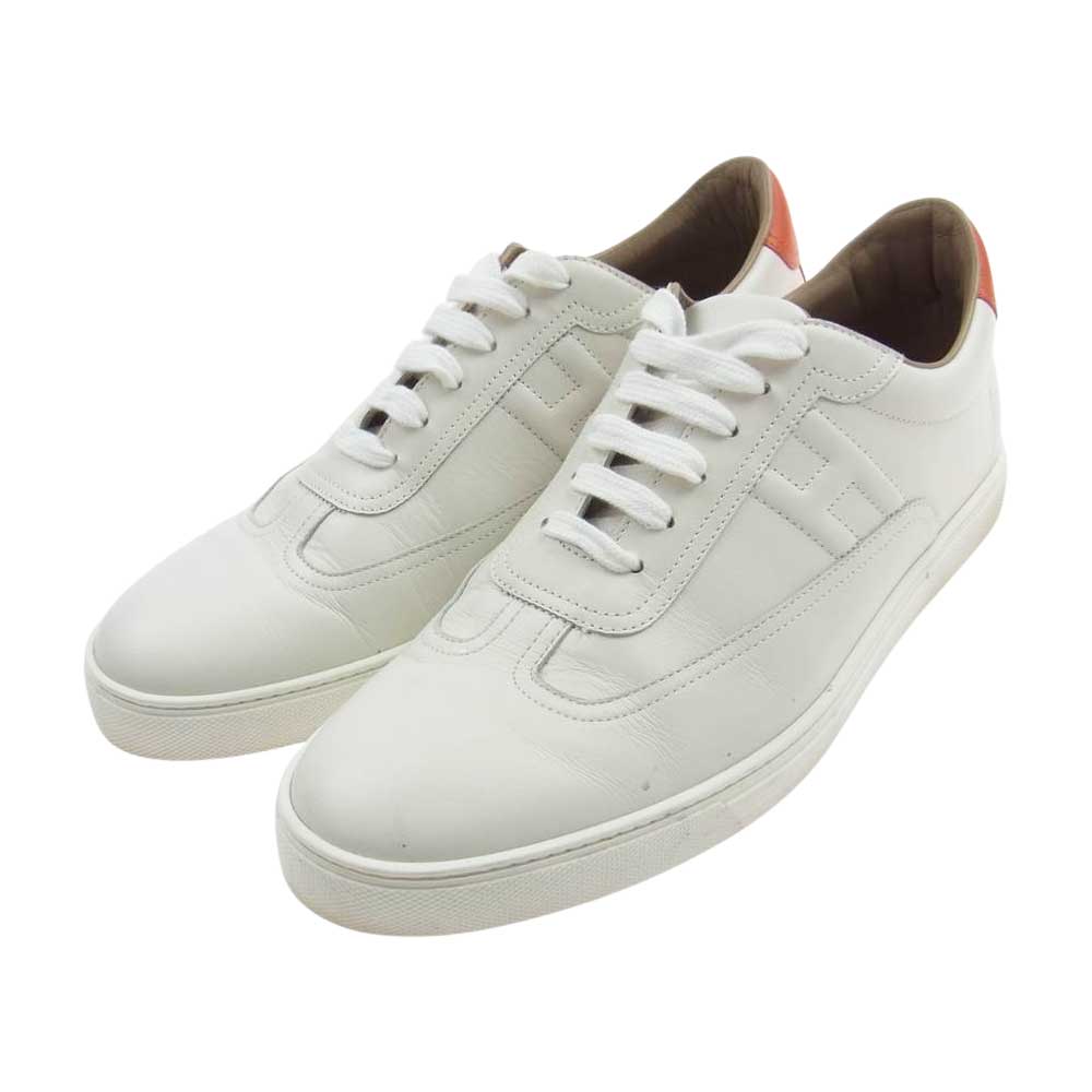HERMES エルメス Quicker クイッカー レザー ローカットスニーカー ホワイト系 43【美品】【中古】