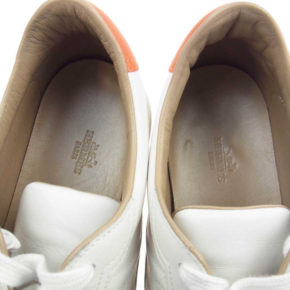 HERMES エルメス Quicker クイッカー レザー ローカットスニーカー ホワイト系 43【美品】【中古】