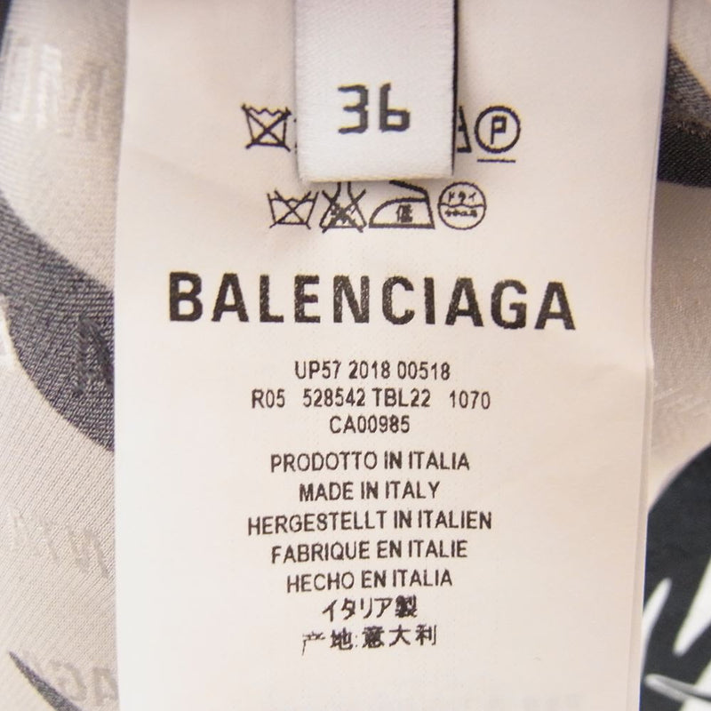 BALENCIAGA バレンシアガ 528542 TBL22 シルク100％ ロゴ総柄 ロング ワンピース ホワイト系 36【中古】