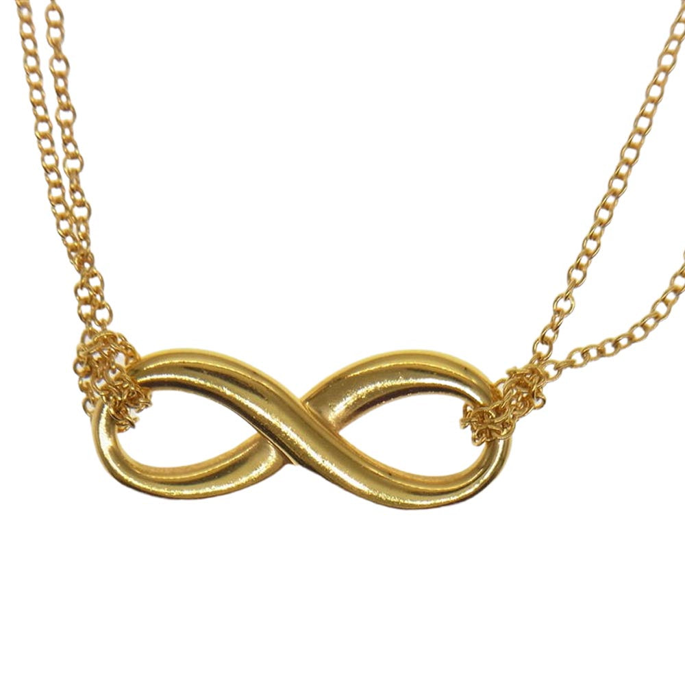 TIFFANY&Co. ティファニー K18YG AU750 インフィニティ ダブルチェーン ネックレス ゴールド系【中古】