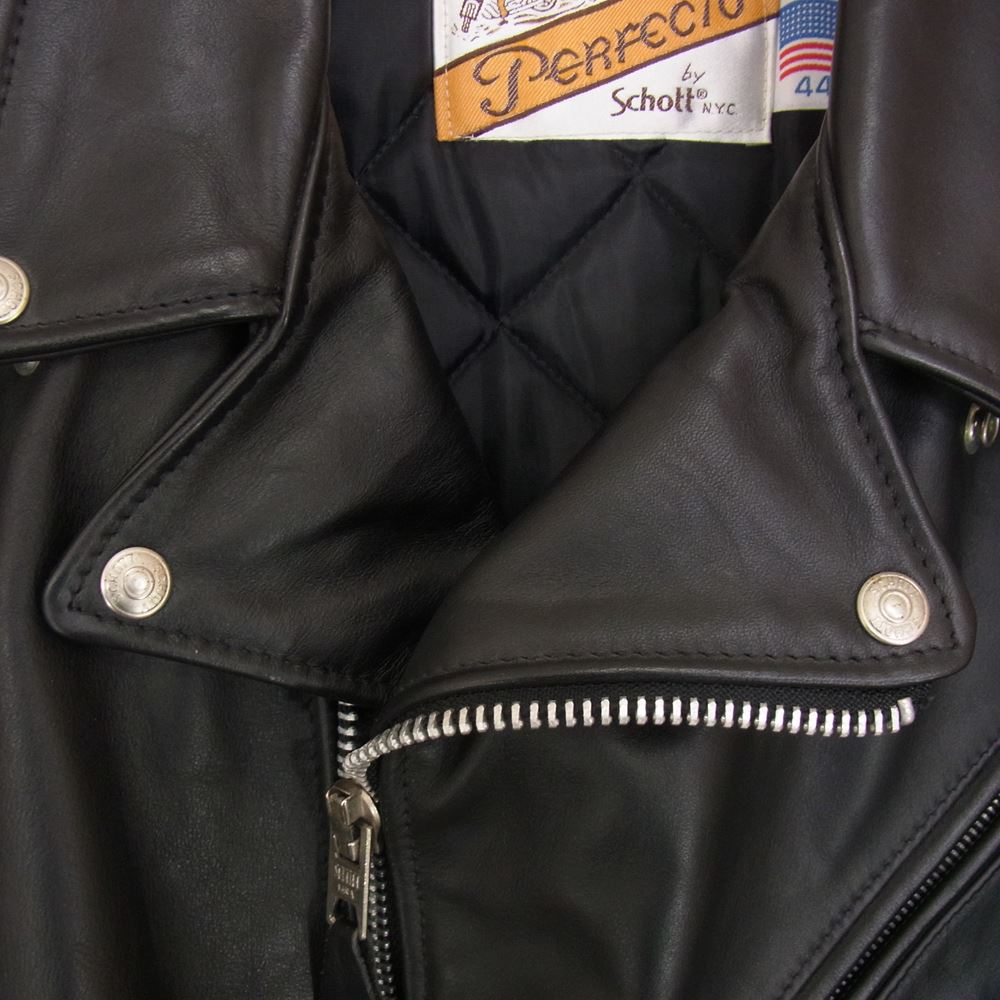 schott ショット lot618 PERFCTO by ダブル ライダース ジャケット USA製 ブラック系 44【中古】
