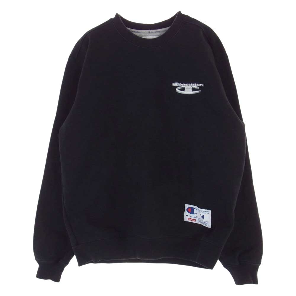 Supreme シュプリーム 18AW  3D Metallic Crewneck  Champion 3D ロゴ刺繍 クルーネック スウェット  ブラック系 M【中古】