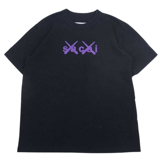 Sacai サカイ 21SS 21-0288S KAWS カウズ Flock Print T-Shirt フロックロゴ プリント 半袖 Tシャツ ブラック系 2【中古】