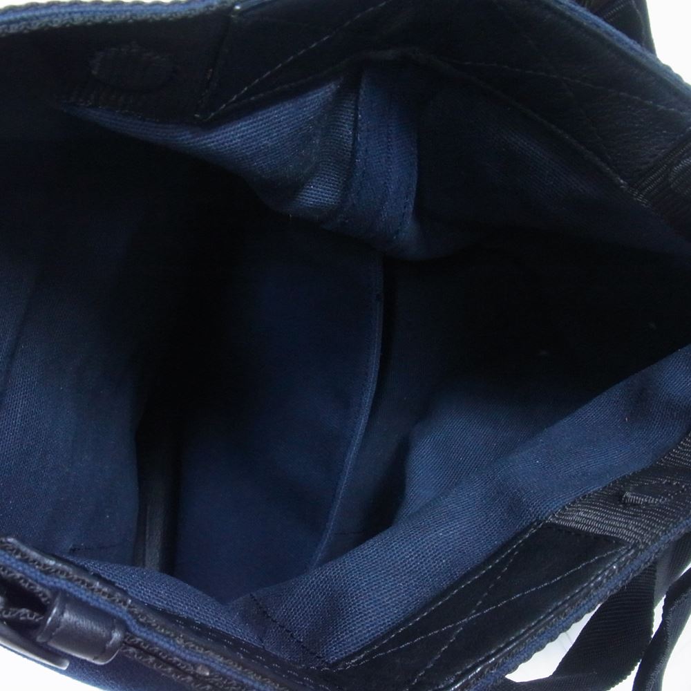 Sacai サカイ キャンバス レザー 2WAY ショルダー トートバッグ ネイビー系【中古】
