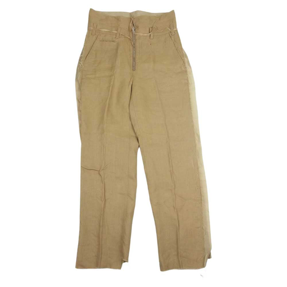 ミドリカワ 20SS MID20SS-P05A STRAIGHT SLACKS - LINEN リネン ストレート スラックス パンツ ベージュ系 S【中古】