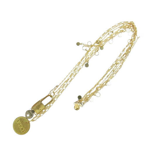 Sacai サカイ パドロック キーチャーム ロゴディスク 3連ネックレス ゴールド系【中古】