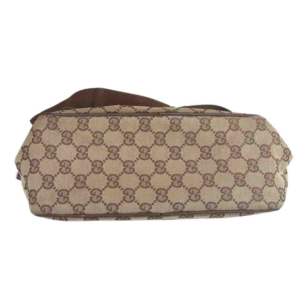 GUCCI グッチ 001553 GGキャンバス レザー フラップ ショルダー バッグ ブラウン系【中古】
