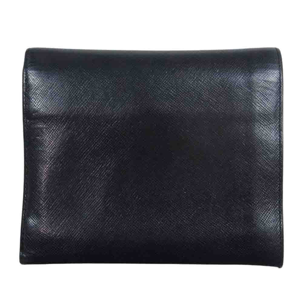 PRADA プラダ サフィアーノ レザー 三つ折り 財布 ウォレット ブラック系【中古】