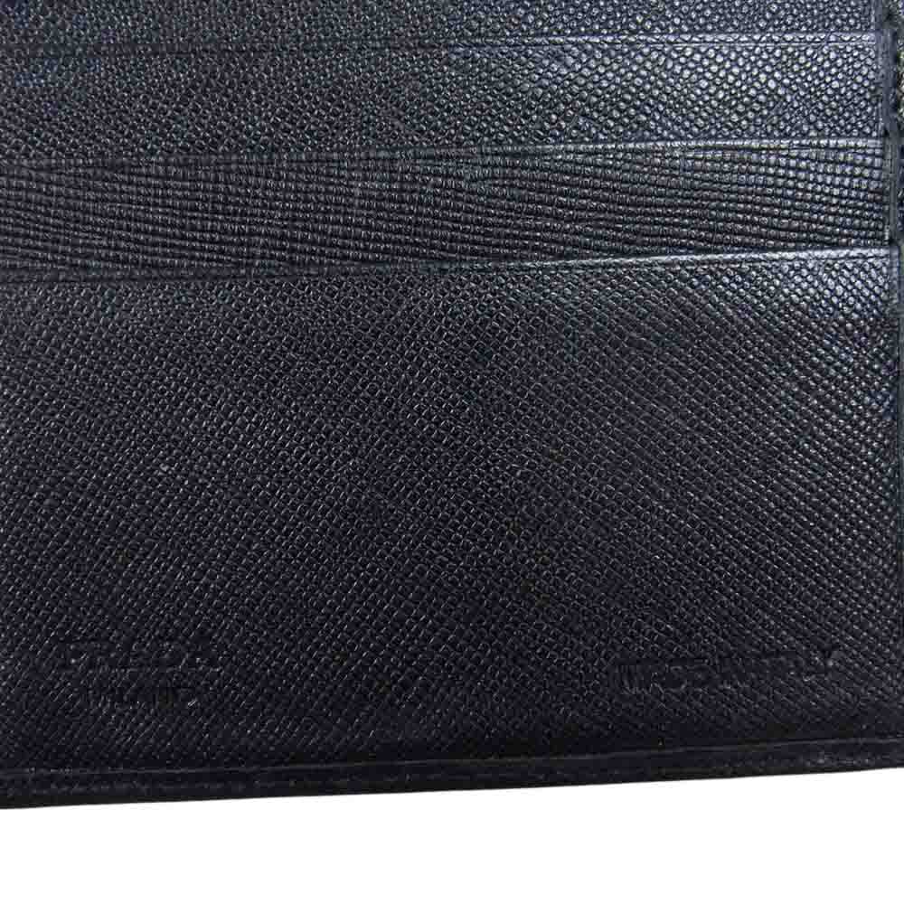PRADA プラダ サフィアーノ レザー 三つ折り 財布 ウォレット ブラック系【中古】