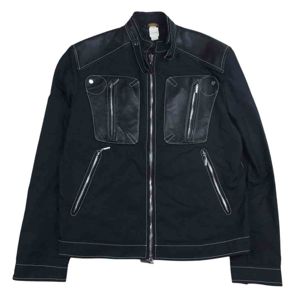 VERSACE ヴェルサーチ ナイロン レザー ジャケット ブラック系【中古】