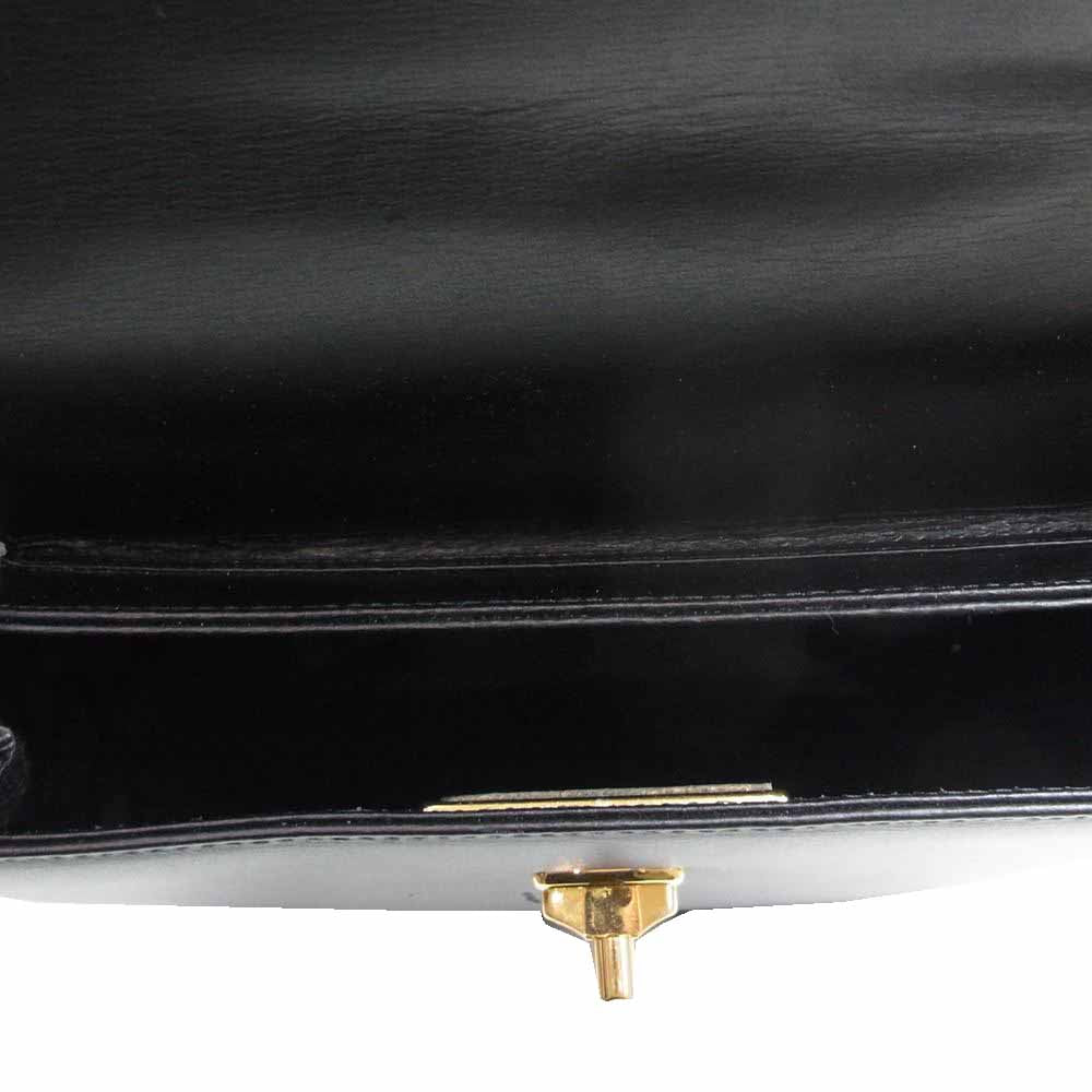 VALENTINO ヴァレンティノ レザー フラップ ゴールド金具 ハンドバッグ ブラック系【中古】