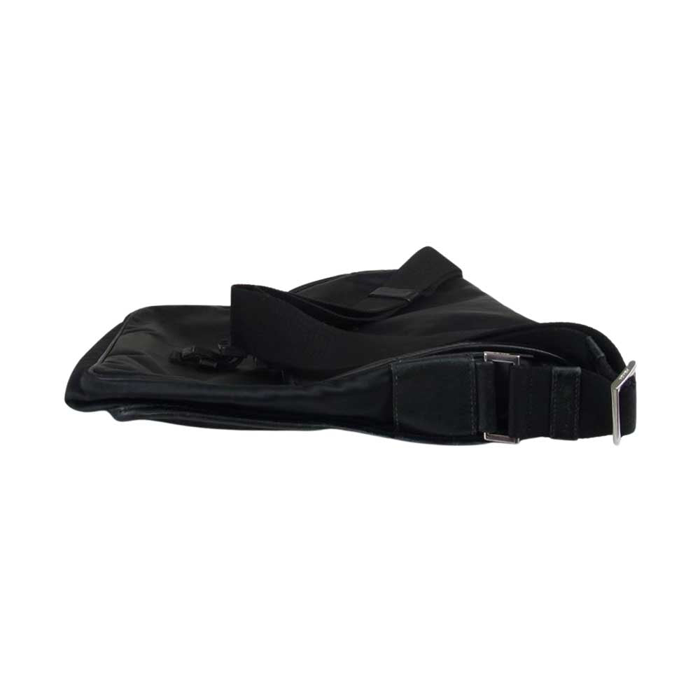 PRADA プラダ ロゴ ジャガード フラップ ショルダー バッグ ブラック系【中古】