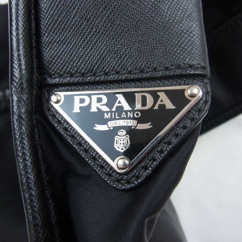美品　PRADA プラダ　ショルダーバッグ　黒　ナイロン　ロゴ　ジャガードマチ10cm